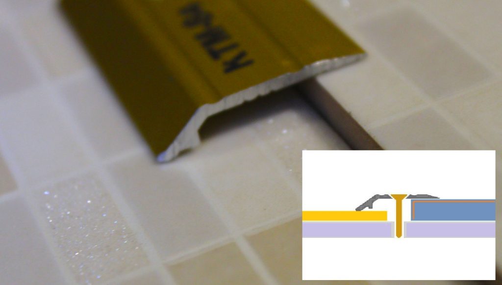 Порог алюминиевый анодированный с перепадом.